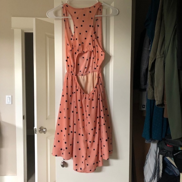 Lovely Pink Polka Dot Dress with Backless Feature - Picture 5 of 5